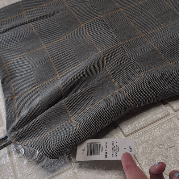 287-NWT Wilfred Gray and Tan Plaid Strapless Dress - Picture 3 of 8